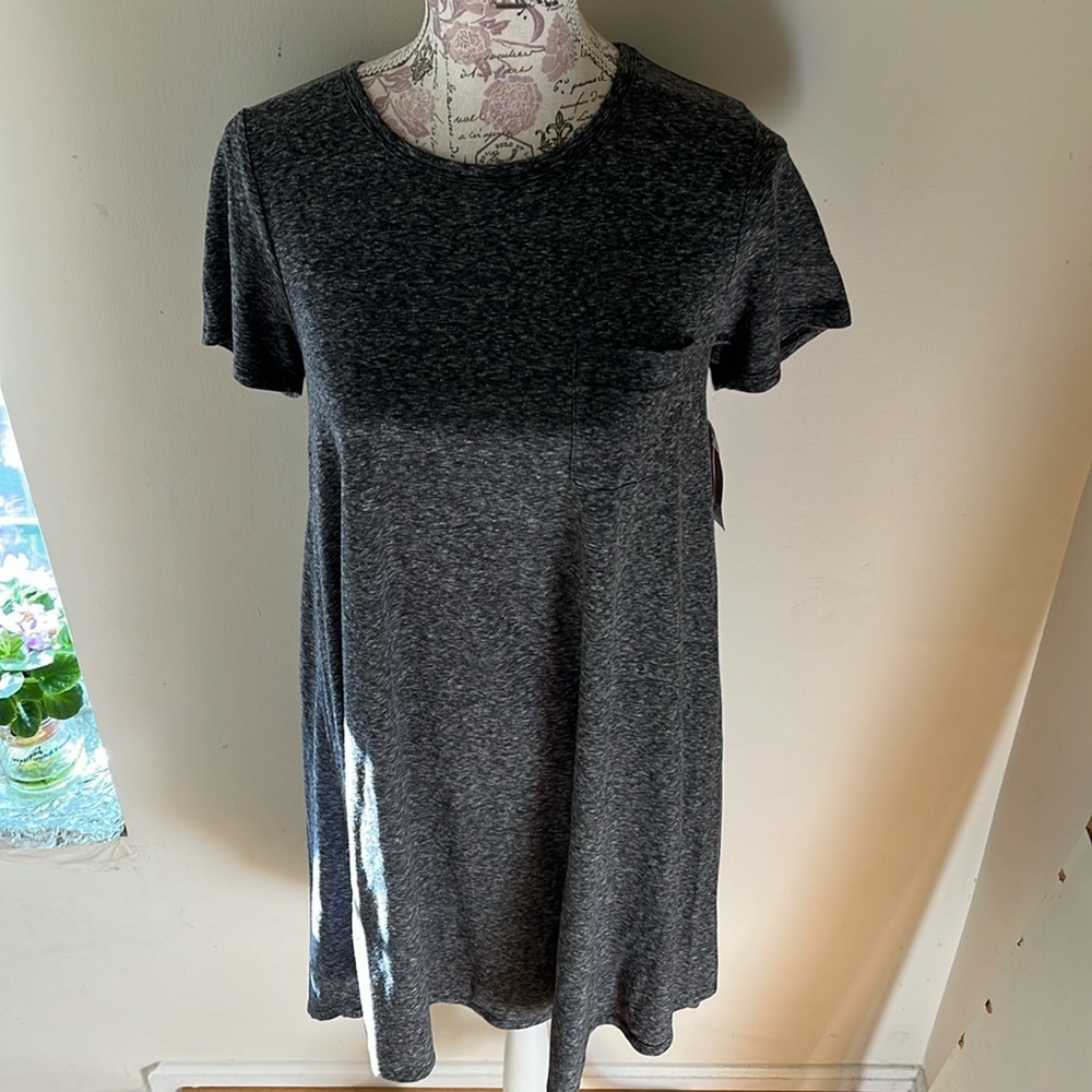Lularoe Black grey pinstripes Carly dress nwt size XS
